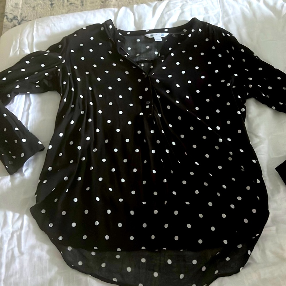Old Navy Black & White Polka Dot Tunic Shirt size L